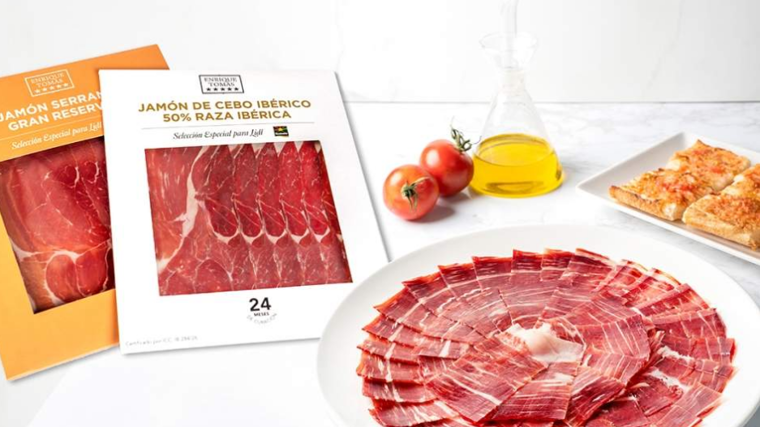 Lidl ha puesto a la venta tres variedades de jamón ibérico con la compañía Enrique Tomás