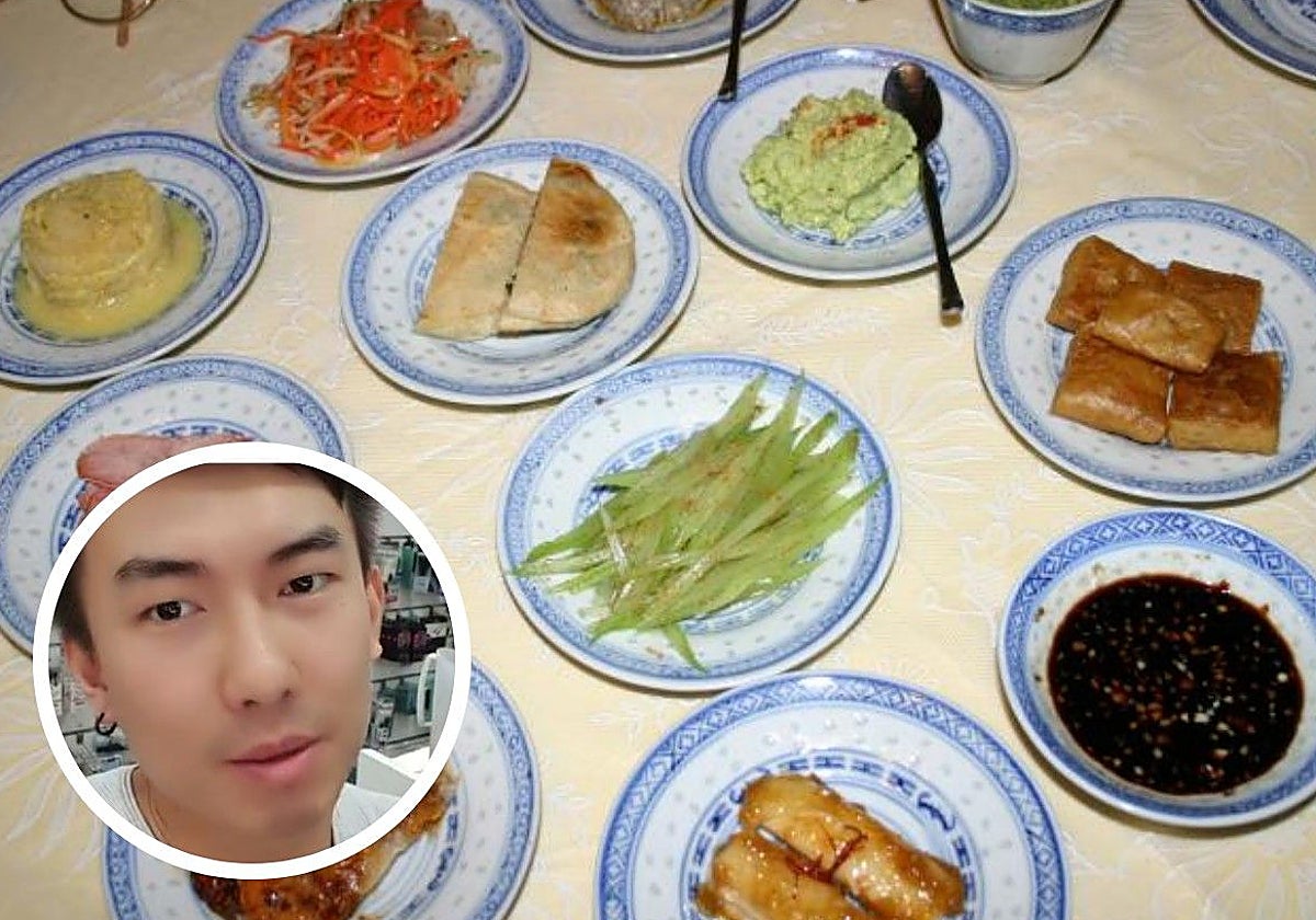 El joven habla de la comida china y española