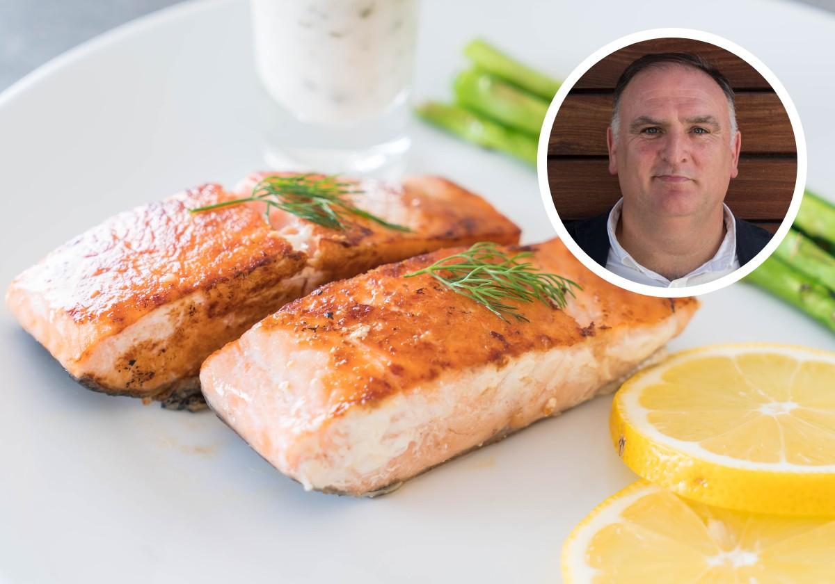 La sencilla receta de José Andrés para una cena saludable: prepara en el microondas un delicioso salmón con verduras