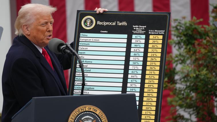 Donald Trump el día del anuncio de los aranceles