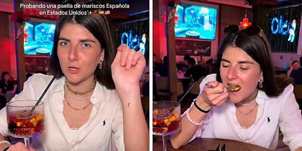 Una española pide paella en un restaurante de Estados Unidos y reacciona al plato que le sirven: «Madre mía»