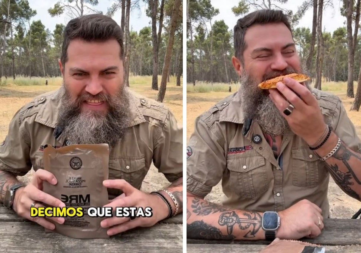 Un español prueba la ración de comida del ejército de Estados Unidos y opina sobre su sabor: «El trozo de pizza...»
