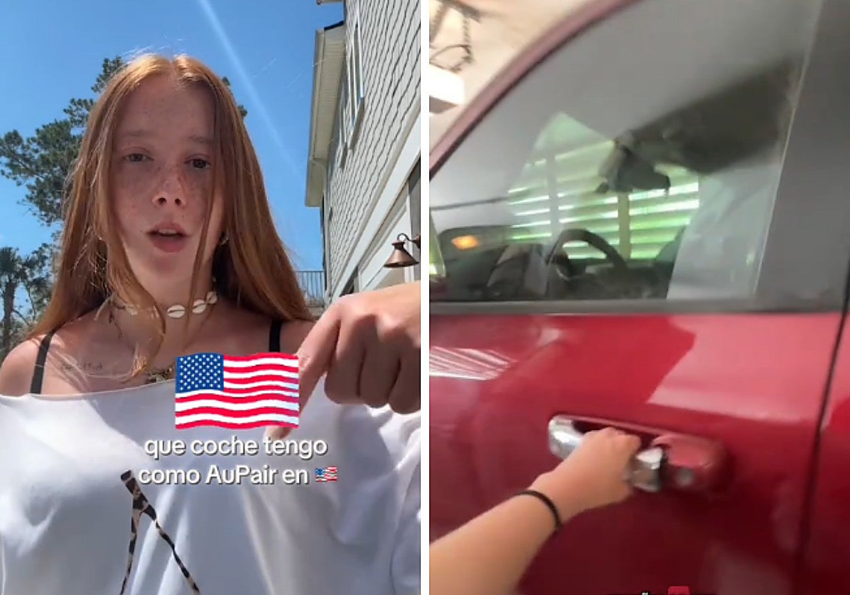 Una española que está de au pair en Estados Unidos enseña el coche que le da su familia