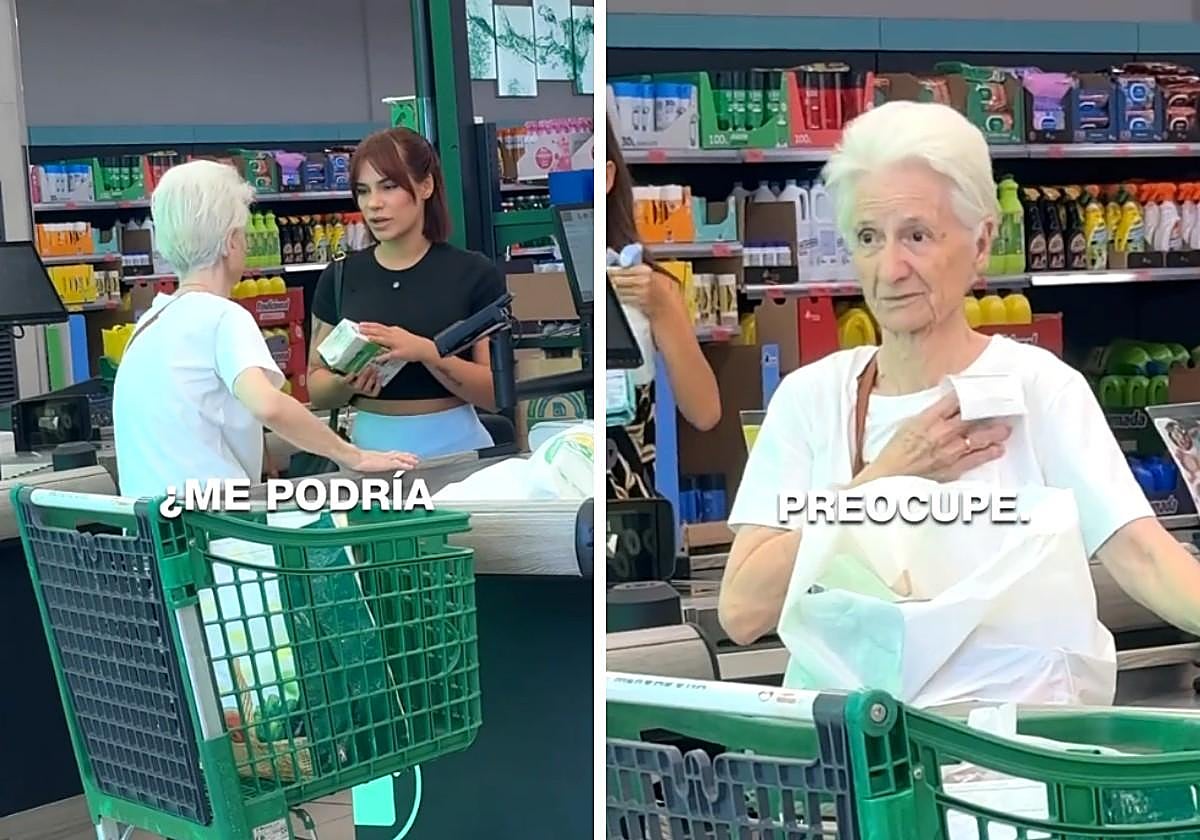 Pregunta a una anciana en la caja de Mercadona si puede pagarle un cartón de leche al no tener dinero y ella reacciona así: «Soy una persona...»