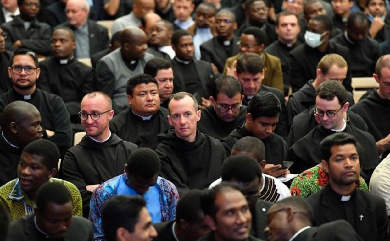Algunos de los seminaristas presentes en el acto con el Papa