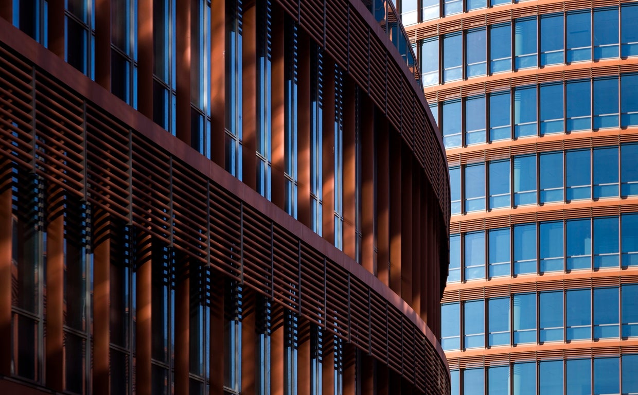 Detalle de la fachada exterior del edificio Torre Sevilla