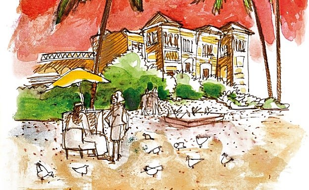 Detalle de una ilustración de la Plaza de América de Pablo Racioppi