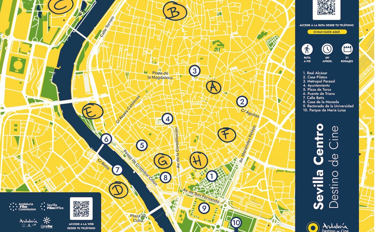 Mapa de la ruta por la Sevilla cinematográfica
