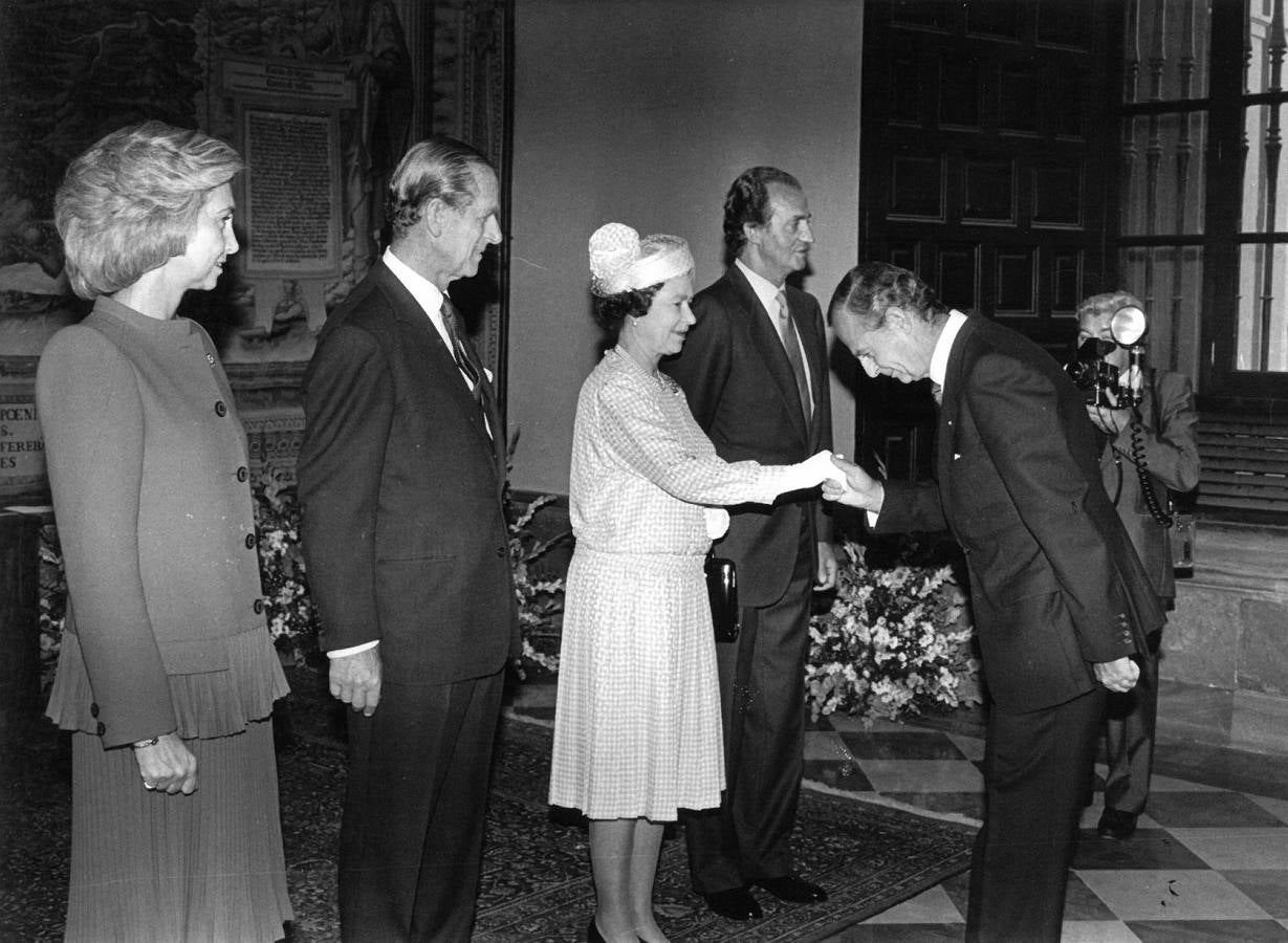 Visita de la Reina Isabel II y el Duque de Edimburgo a Sevilla en 1988