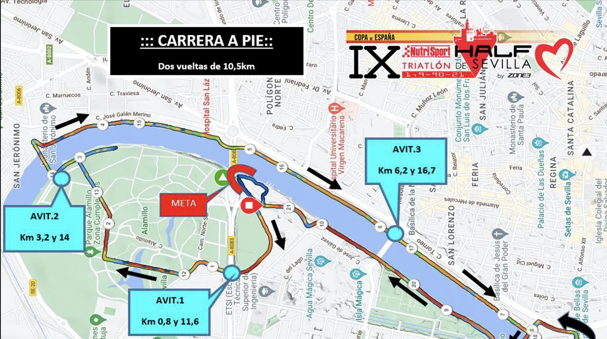 Consulta los cortes de tráfico del IX Half Triatlón de Sevilla en la Isla de la Cartuja
