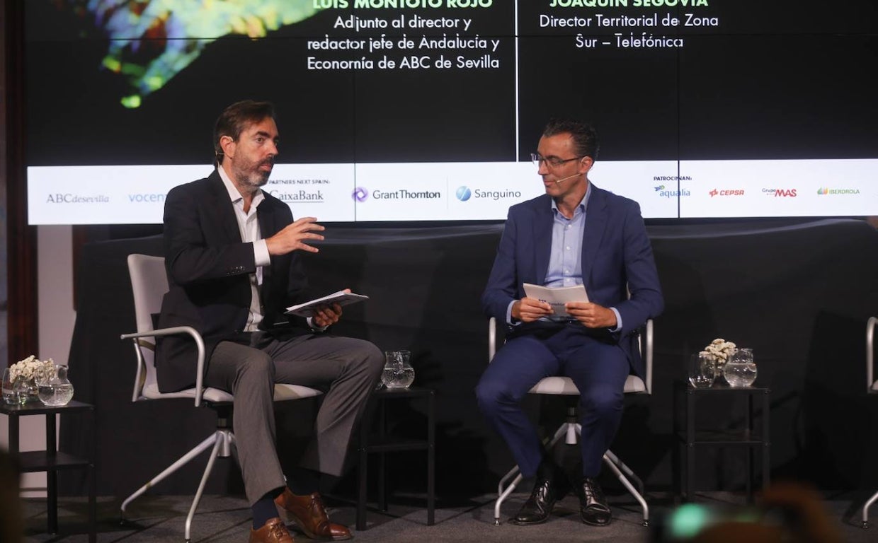Luis Montoto, adjunto al director y redactor jefe de Andalucía y Economía de ABC de Sevilla, entrevista a Joaquín Segovia, director territorial de Zona Sur en Telefónica