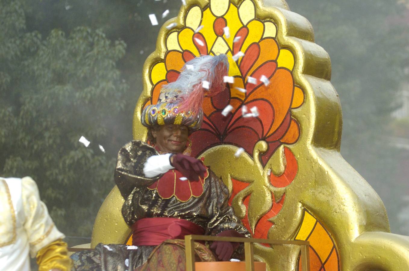 Caracterizado de Rey Baltasar en la Cabalgata de Reyes Magos de Sevilla 2007