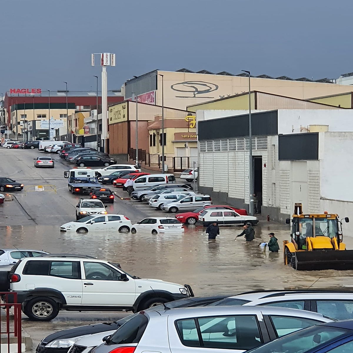 Dos personas han sido rescatadas por los Bomberos tras ser arrastrado su vehículo por el agua en Écija