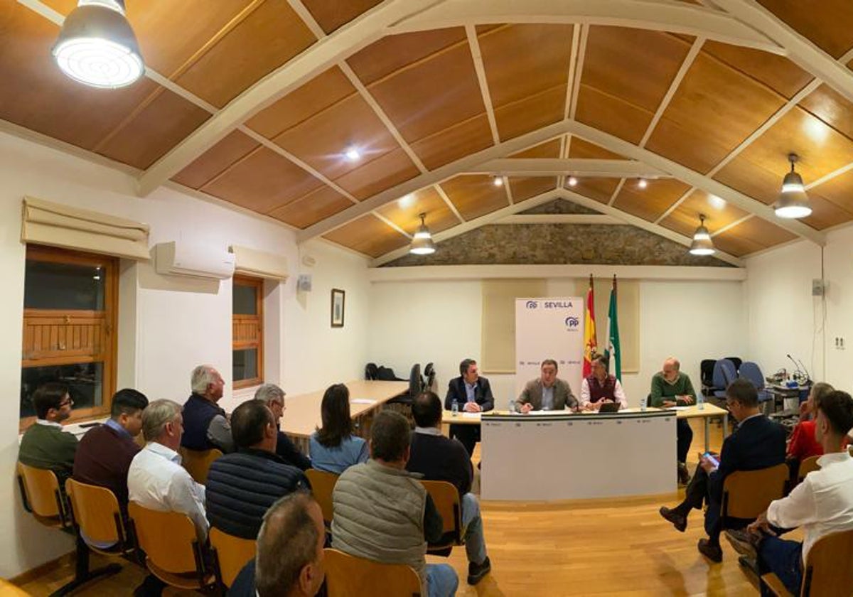 Ricardo Sánchez durante su intervención en una comarcal de la Sierra Sur ABC