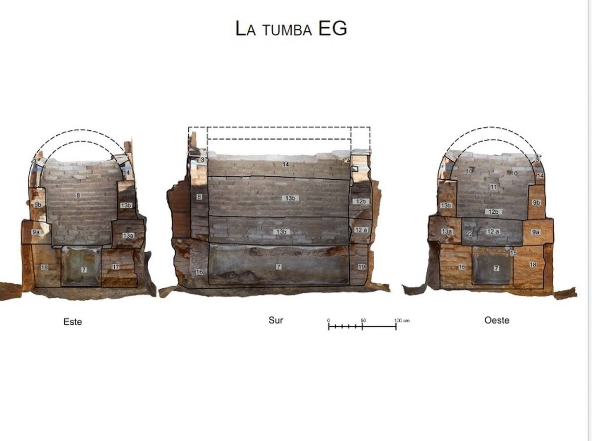 Imágenes de la tumba descubierta por el arqueólogo Alejandro Jiménez y los objetos de valor que albergaba