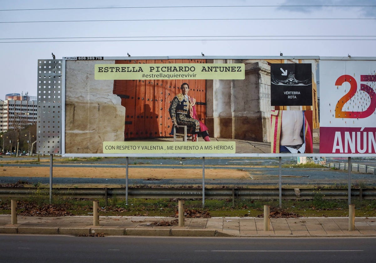 La valle con la imagen de Estrella Pichardo Antúnez vestida de torera