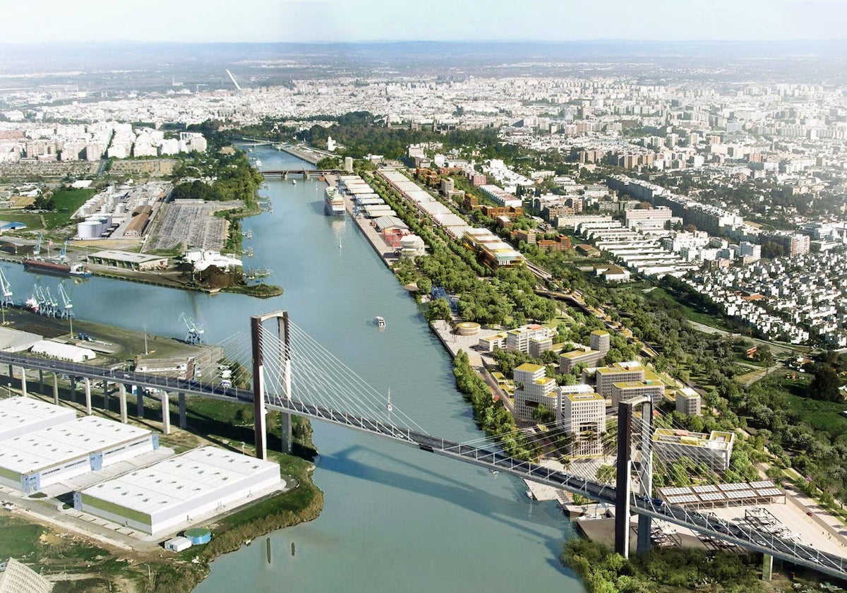 El espacio portuario situado entre el Puente de las Delicias y el Centenario será un nuevo barrio de Sevilla