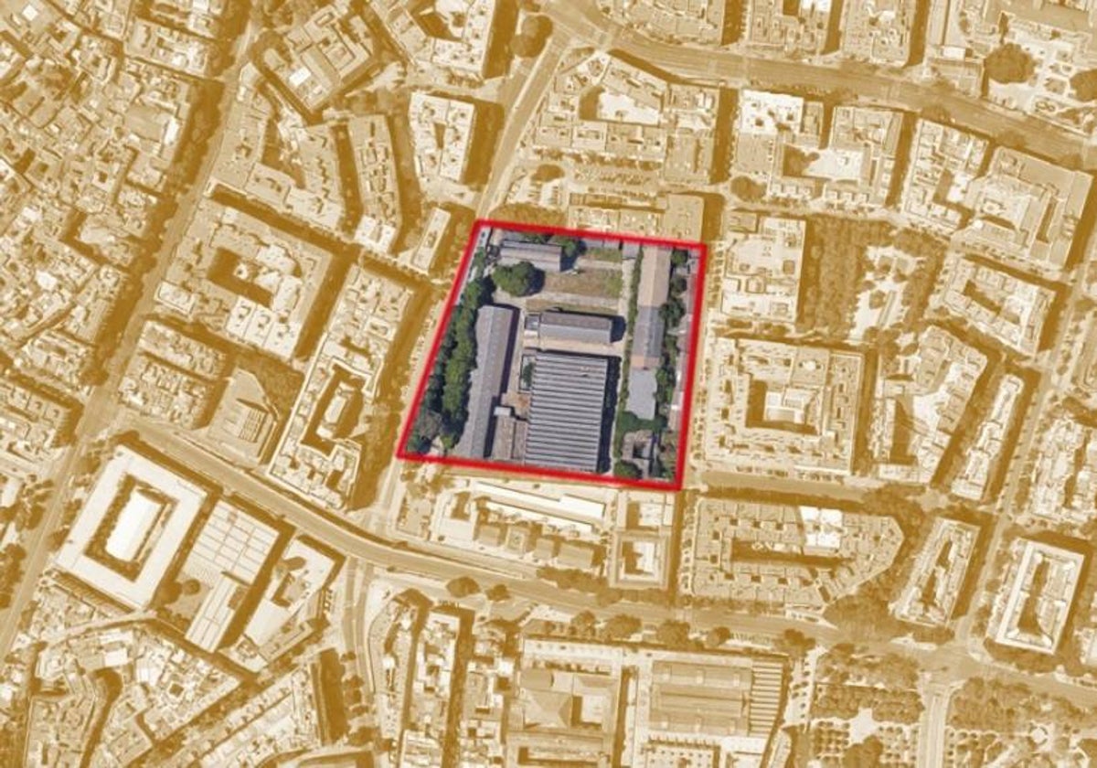 Vista aérea de la parcela del barrio de Nervión de Sevilla donde Grupo Abu ha comprado suelo para construir 276 viviendas