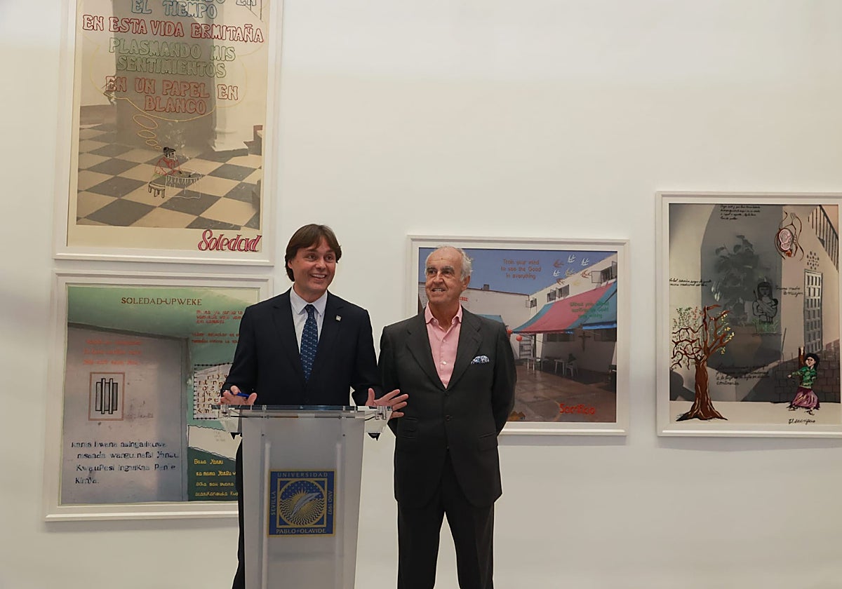 El rector de la Olavide, Francisco Oliva y el asesor de arte y coleccionista, Pepe Cobo