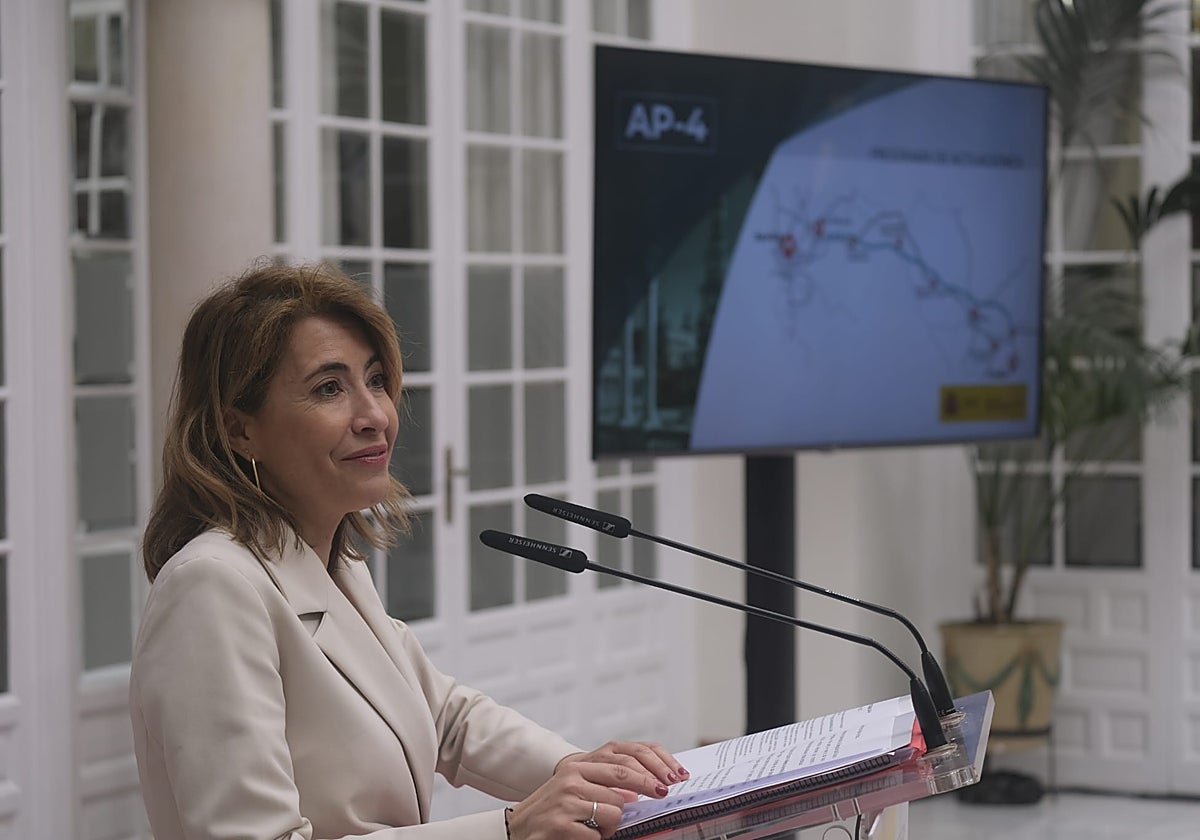 La ministra Raquel Sánchez en la comparecencia de la Delegación del Gobierno de Andalucía