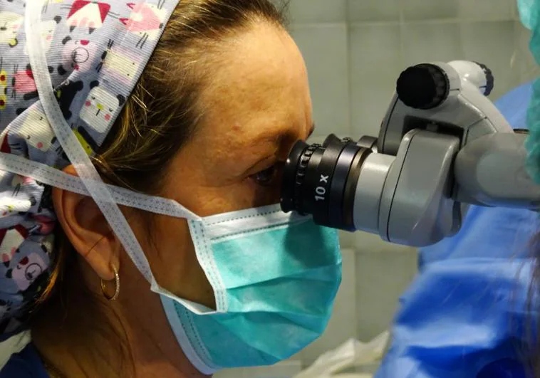 La doctora Isabel Relimpio y parte de su equipo operando a una paciente con un tumor ocular