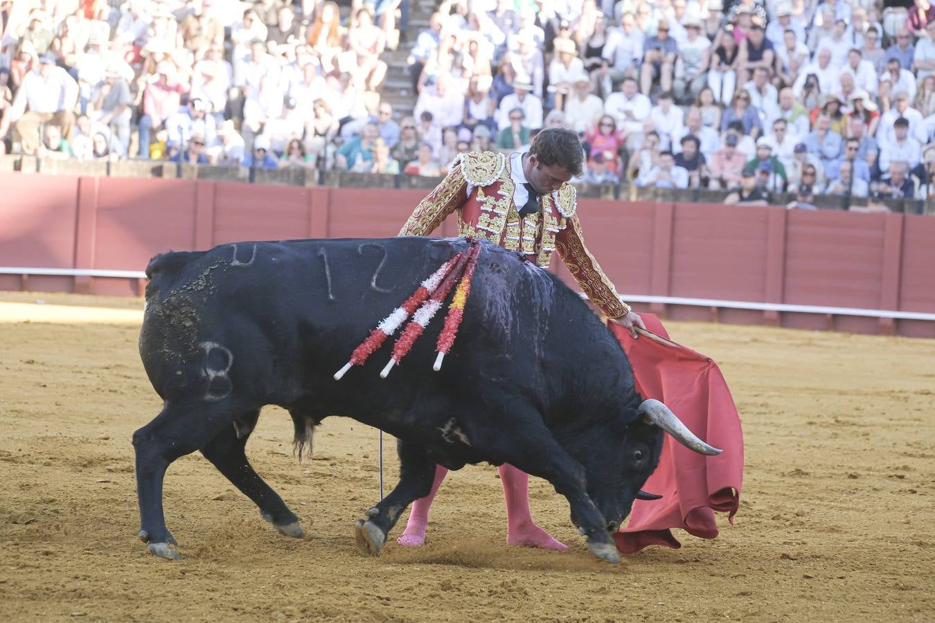Rafael Serna, en la corrida del dieciséis de abril de 2023 en la Plaza de Toros de Sevilla 