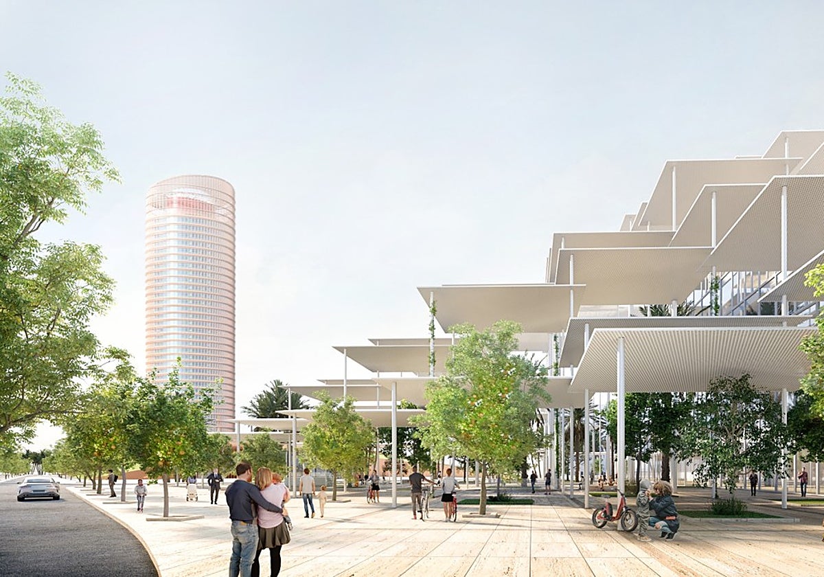 Proyección de cómo será el nuevo edificio de la UE en Sevilla