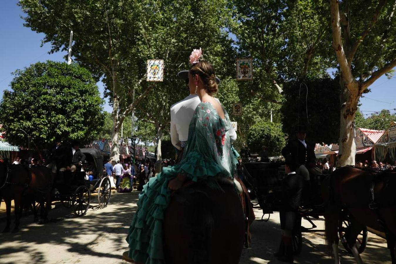 Ambiente del real de la Feria este domingo 