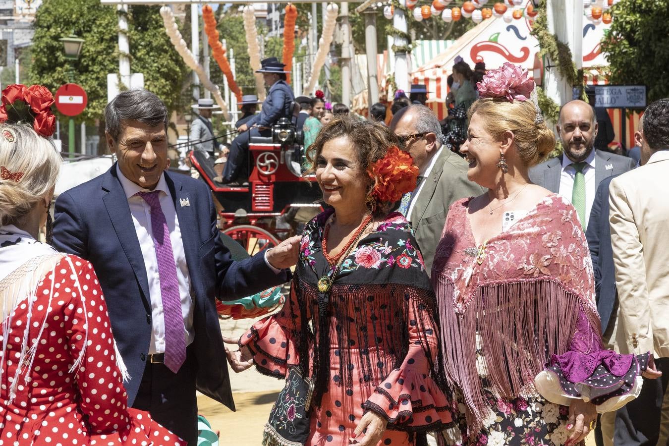 Ambiente de las recepciones este miércoles en el real de la Feria