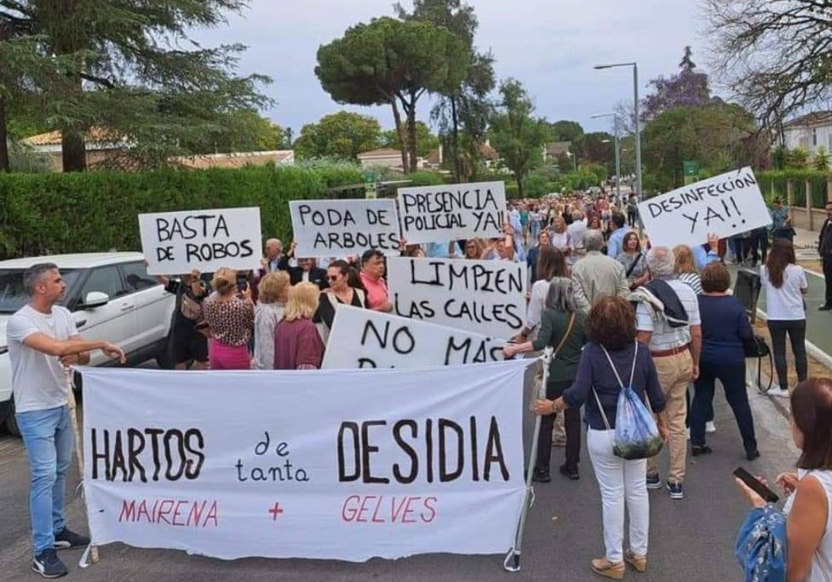 Un instante de la manifestación en Simón Verde