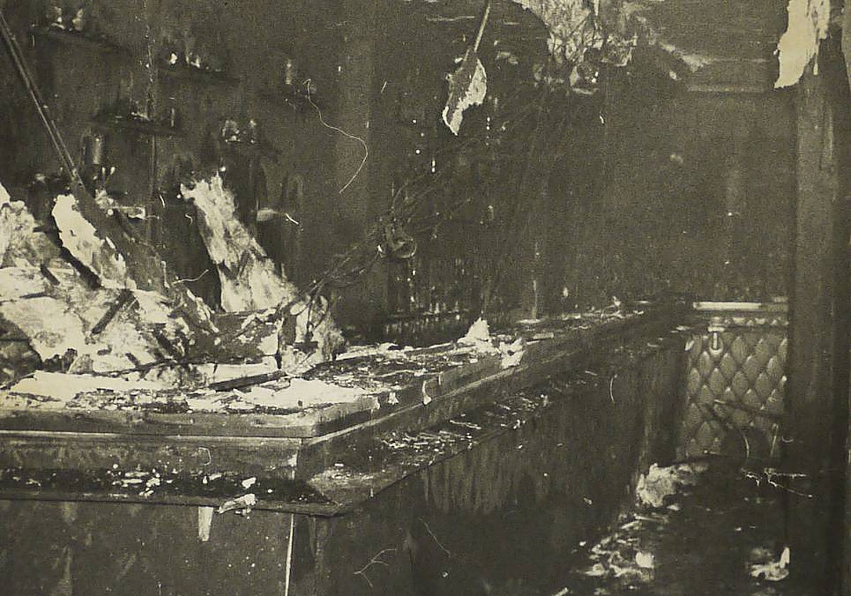 Estado en el que quedó la whiskería 'La Vaquita' tras el incendio