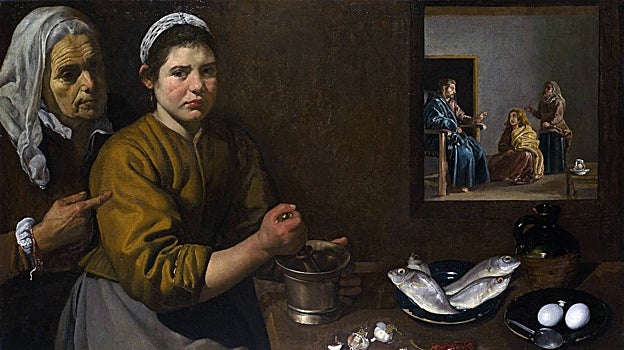 Diego Velázquez. Cristo en casa de Marta y María. 1618. National Gallery. Londres. Wilkipedia Commons