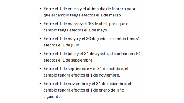Los plazos para solicitar el cambio de base de cotización