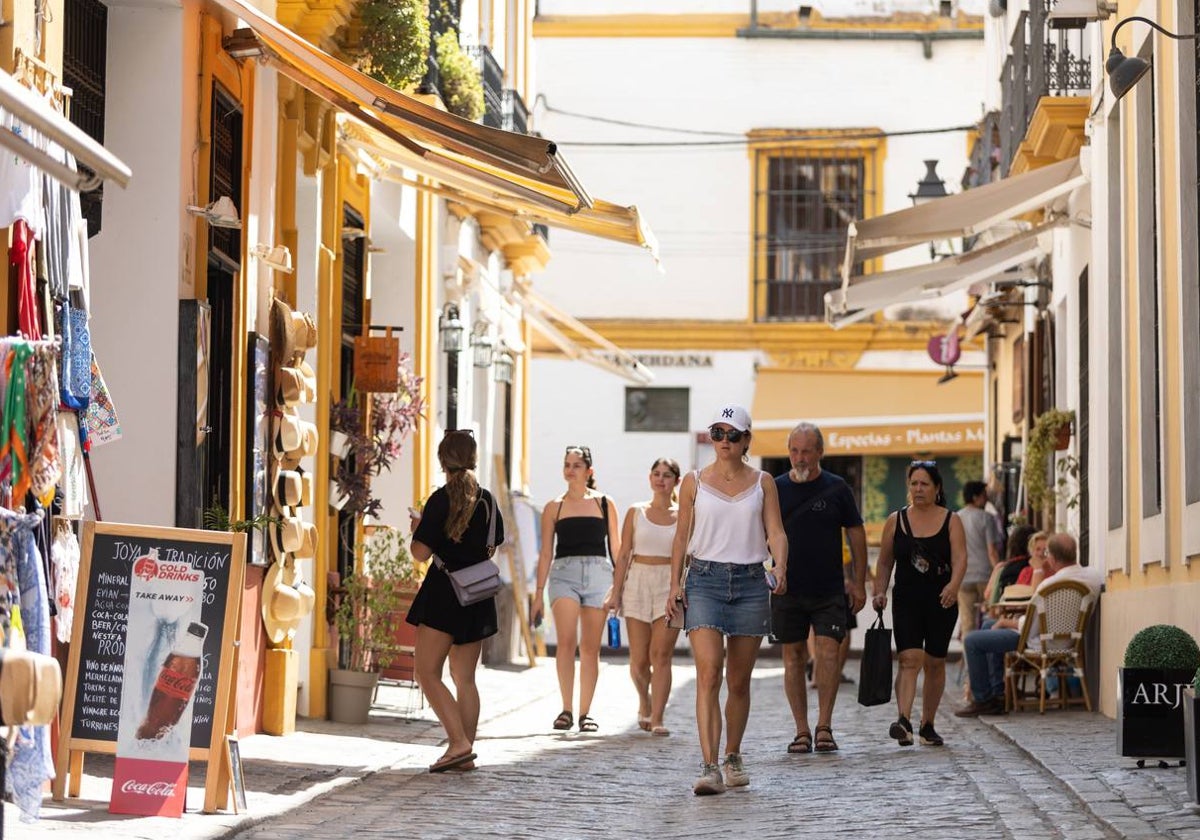 Las calles del barrio de Santa Cruz muestran siempre una gran afluencia de turstas, incluso en la calurosa época estival