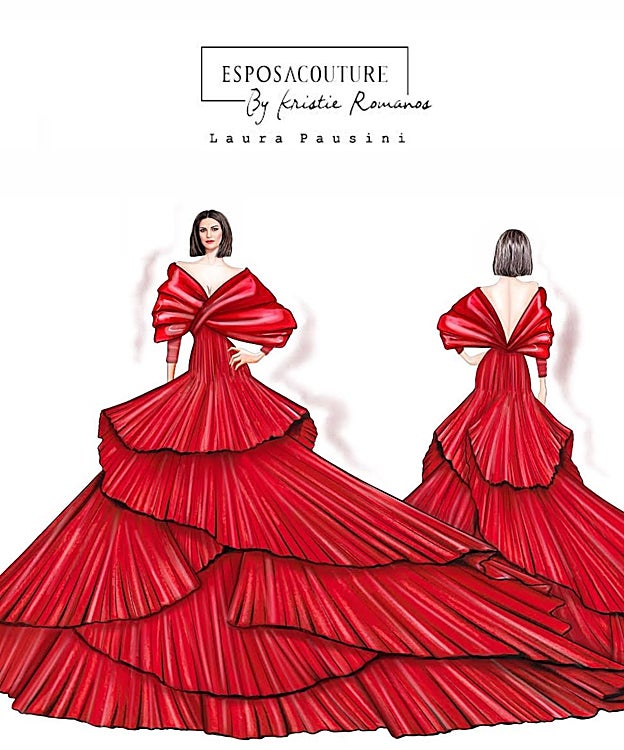 Diseño en rojo creado por ESposa Couture para Laura Pausini