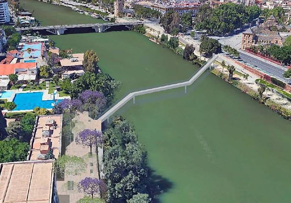 Diseño en zigzag de la pasarela cuyo proyecto ha tumbado Patrimonio