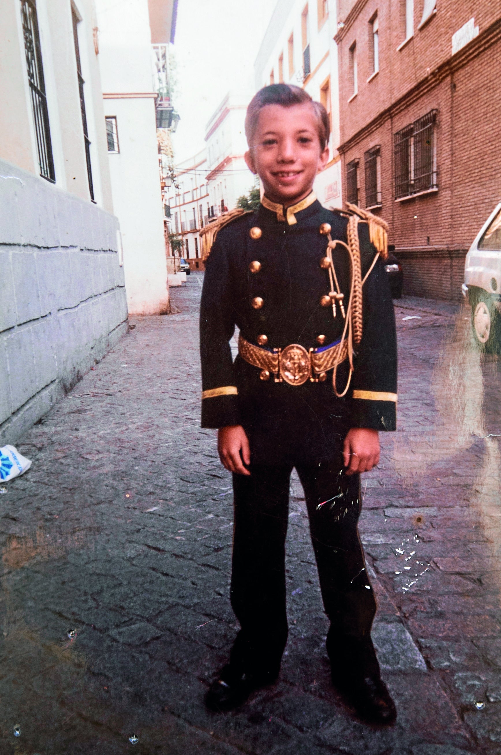Pedro Andana, vestido con el uniforme de la banda de las Tres Caídas
