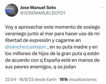 El mensaje antes de que fuera borrado