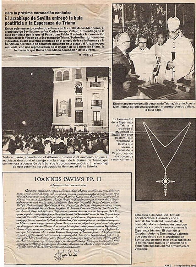 La Esperanza de Triana: 40 años de la entrega de la bula pontificia de la coronación