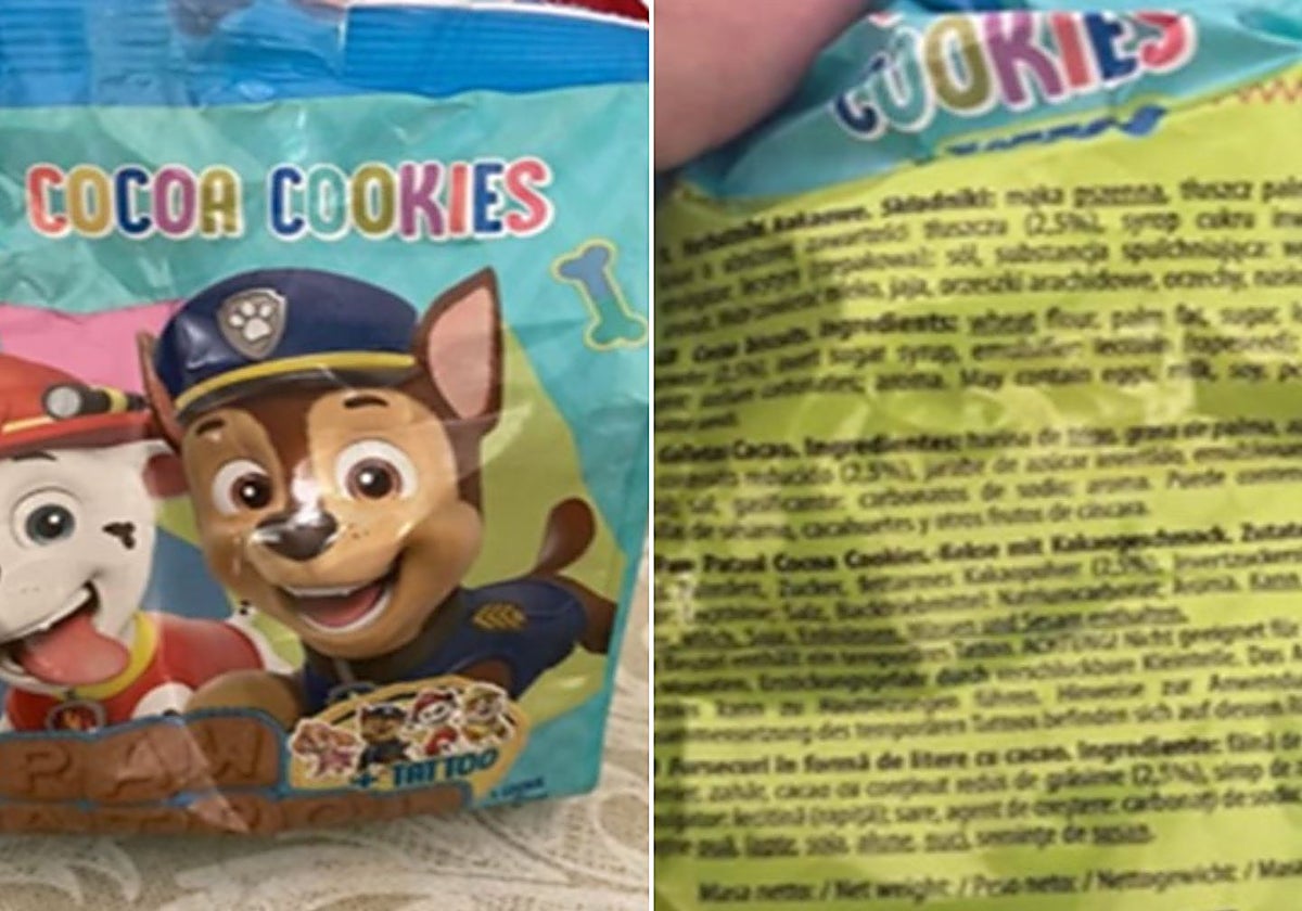 Imagen del envase de las galletas que se han visto reflejadas en esta alerta alimentaria