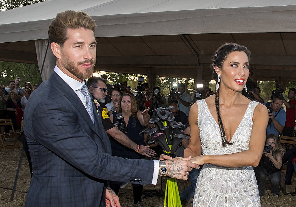 Sergio Ramos y Pilar Rubio, el día de su boda, en junio de 2019