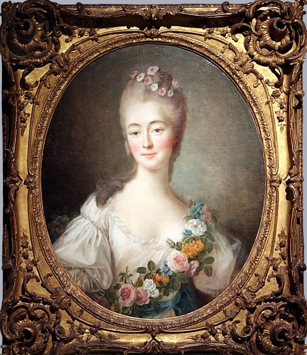 François-Hubert Drouais. Retrato de la condesa du Barry como Flora. 1769. Museo de Historia de Francia. Versalles. Wikimedia Commons