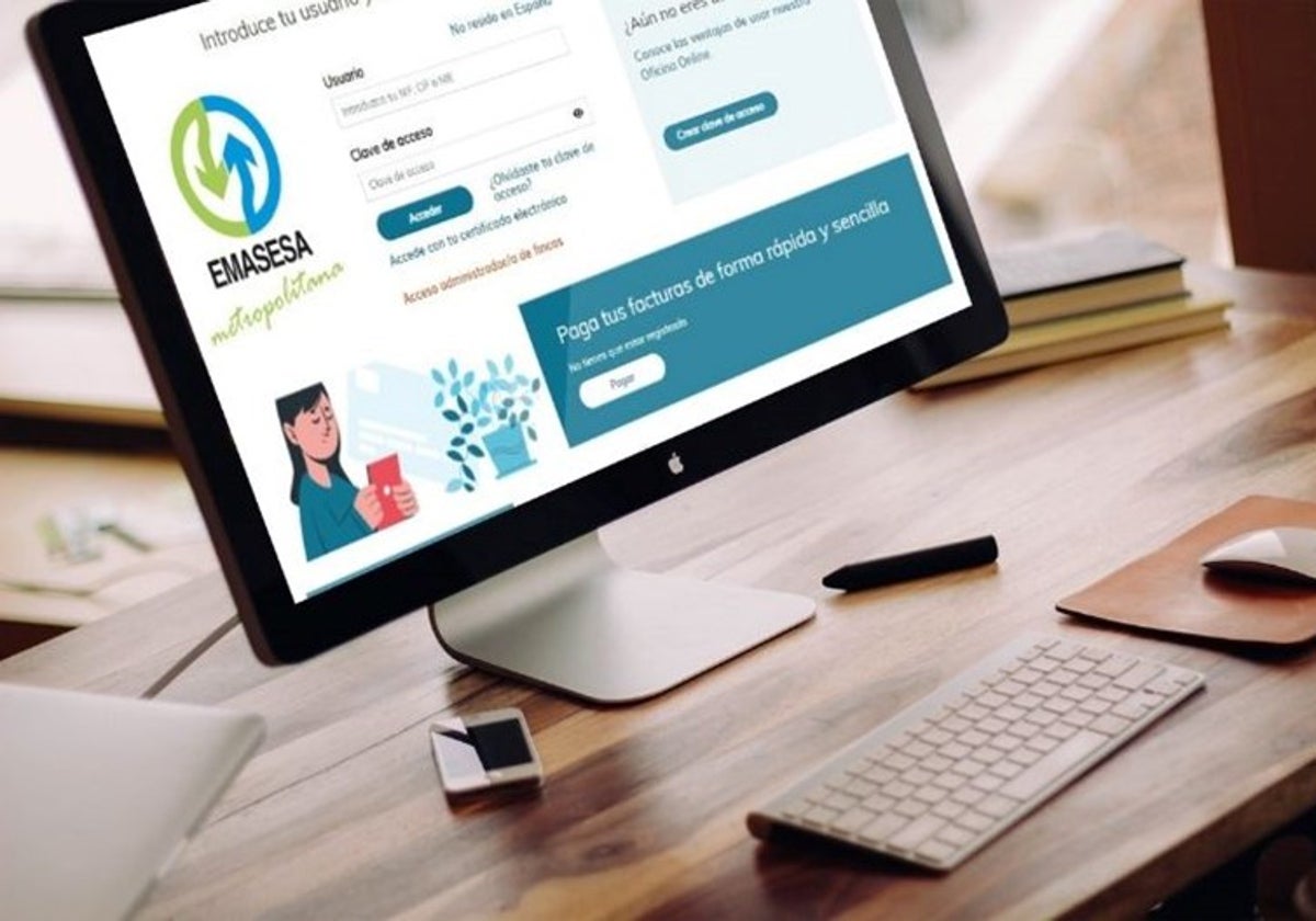 Imagen de archivo de un ordenador que muestra la página web de Emasesa