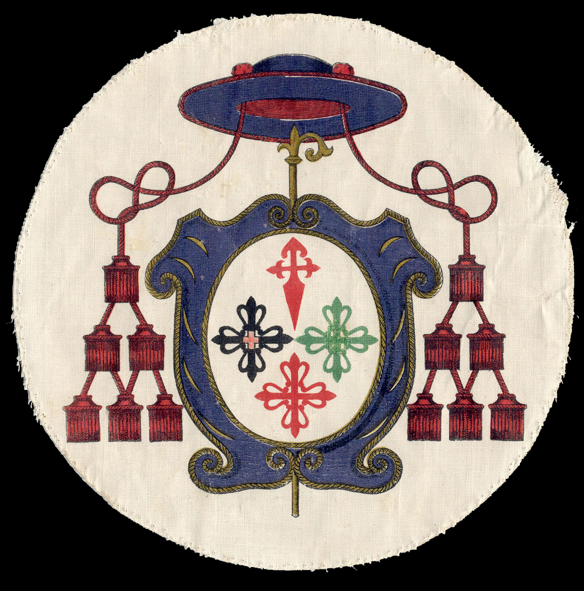 Imagen principal - En 1928 se adopta este escudo para la capa de los hermanos nazarenos de San Benito. No obstante, este emblema no se oficializará en las reglas hasta 1948.