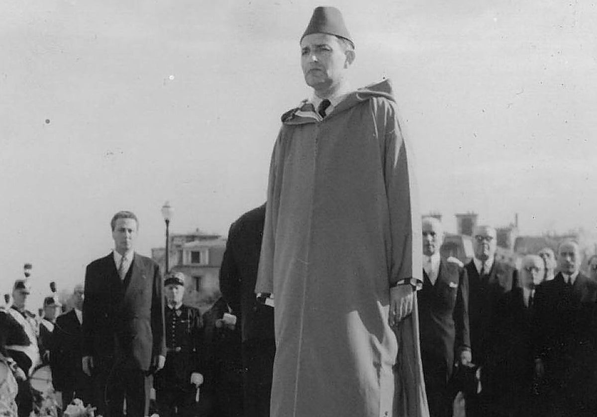 Mohamed V en una visita de Estado