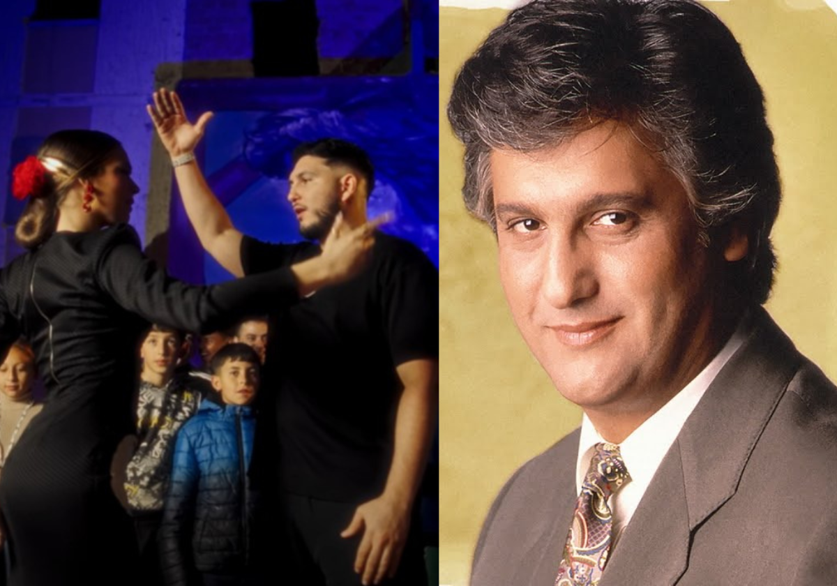 A la derecha, Omar Montes en el videoclip de 'La sevillana' y, a la izquierda, Chiquetete