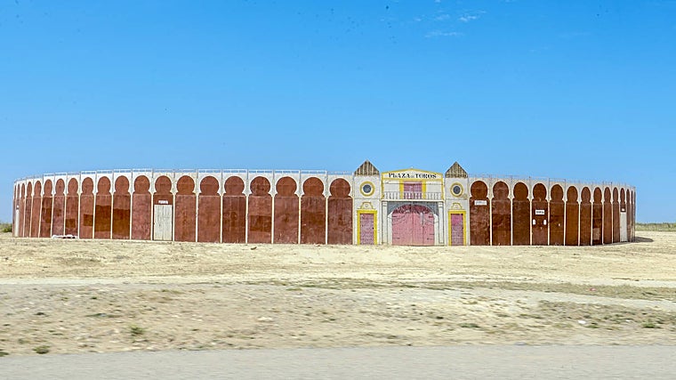 Plaza de toros portártil que el pasado fin de semana acogió un festival taurino
