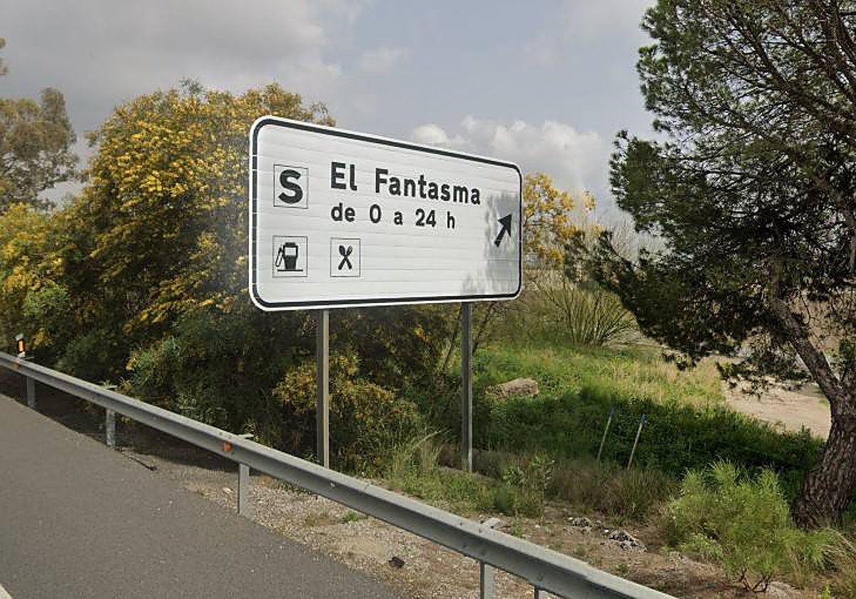 Señalización del desvío El Fantasma