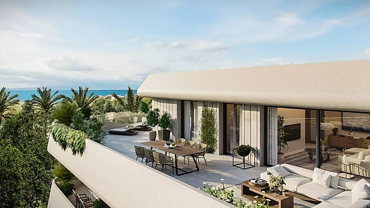 Recreación virtual de un ático de la promoción salvia II del Grupo Abu en san Pedro de Alcántara