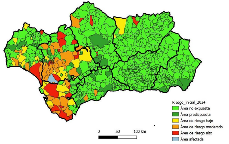 Mapa de riesgos por municipios andaluces